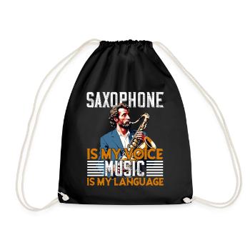 Funny Saxophone Design for Jazz Music Lovers - Drawstring Bag - black - Front