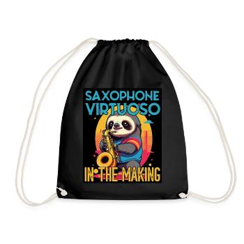Lustiges Saxophon Faultier Jazz Musik Design - Turnbeutel - Schwarz - Vorne