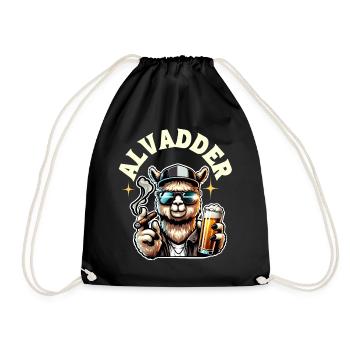 Alvadder Alpaka Papa Vater Vatertag - Turnbeutel - Schwarz - Vorne