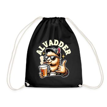 Alvadder Alpaka Papa Vater Vatertag - Turnbeutel - Schwarz - Vorne