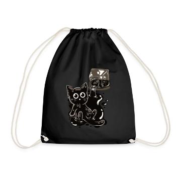 A Black Kitten in Ink - Humor - Drawstring Bag - black - Front