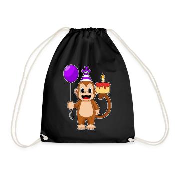 Monkey Birthday Balloon - Drawstring Bag - black - Front