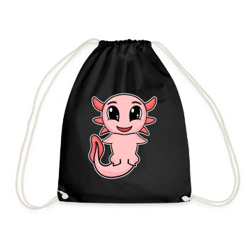 Axolotl Motif Kids Cute - Drawstring Bag - black - Front