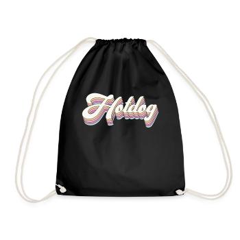 Hot Dog Adult Retro 80s 90s Hot - Turnbeutel - Schwarz - Vorne