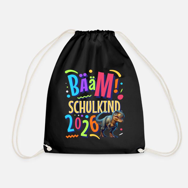 Bääm Schulkind 2026 T Rex - Turnbeutel - Schwarz
