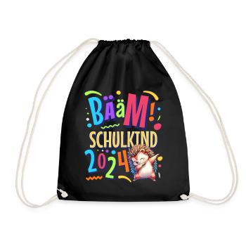 Bääm Schulkind 2024 Igel - Turnbeutel - Schwarz - Vorne
