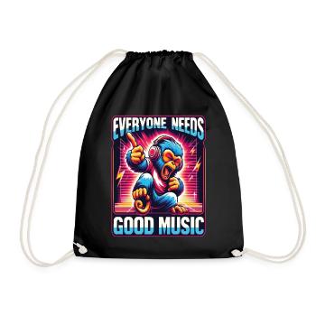 Everyone needs - Funky Monkey Design. - Drawstring Bag - black - Front