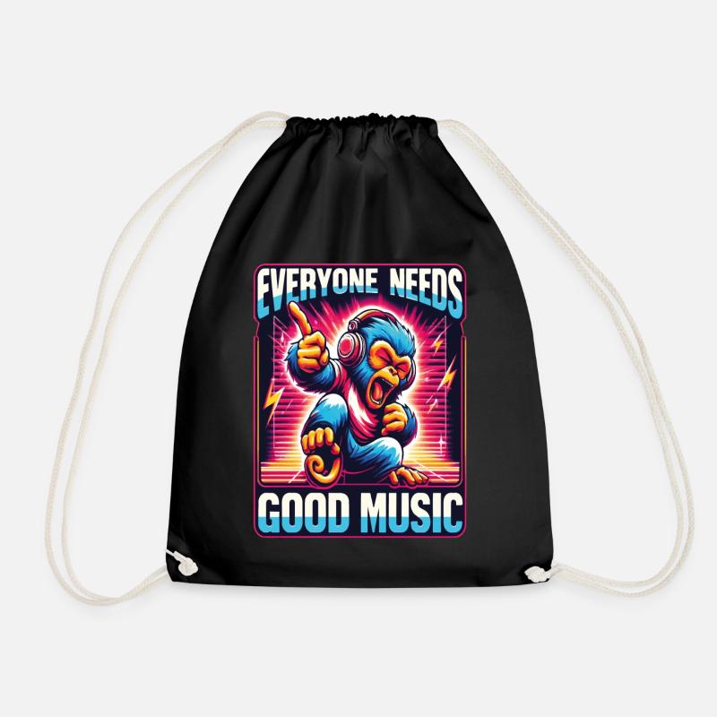 Everyone needs - Funky Monkey Design. - Drawstring Bag - black