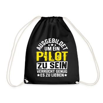 Pilot Airplane Pilots Flying Aviator Flying - Drawstring Bag - black - Front