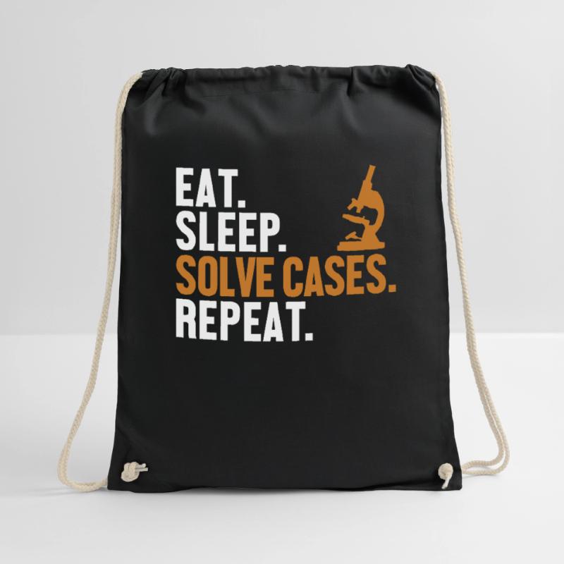 Eat Sleep Solve Cases Repeat Science Forensic Drawstring Bag
