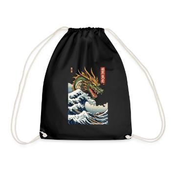 Esthétique vintage Ukiyo-E Wave Japan Dragon - Sac de sport léger - noir - Devant