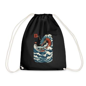 Art du dragon japonais vintage de style Ukiyo-E - Sac de sport léger - noir - Devant