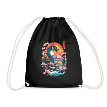 Dragon japonais vintage Ukiyo-E Vaporwave - Sac de sport léger - noir - Devant