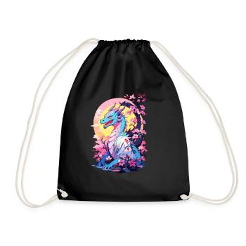 Design de dragon japonais vintage de style vaporwave - Sac de sport léger - noir - Devant
