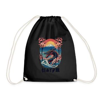 Art du dragon japonais de style Vaporwave vintage - Sac de sport léger - noir - Devant