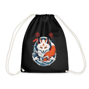 Masque Kitsune Japonais Anime Kawaii Renard Fantôme - Sac de sport léger - noir - Devant