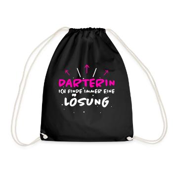 Darterin Spruch Dartspielerin Darterin Geschenk - Turnbeutel - Schwarz - Vorne