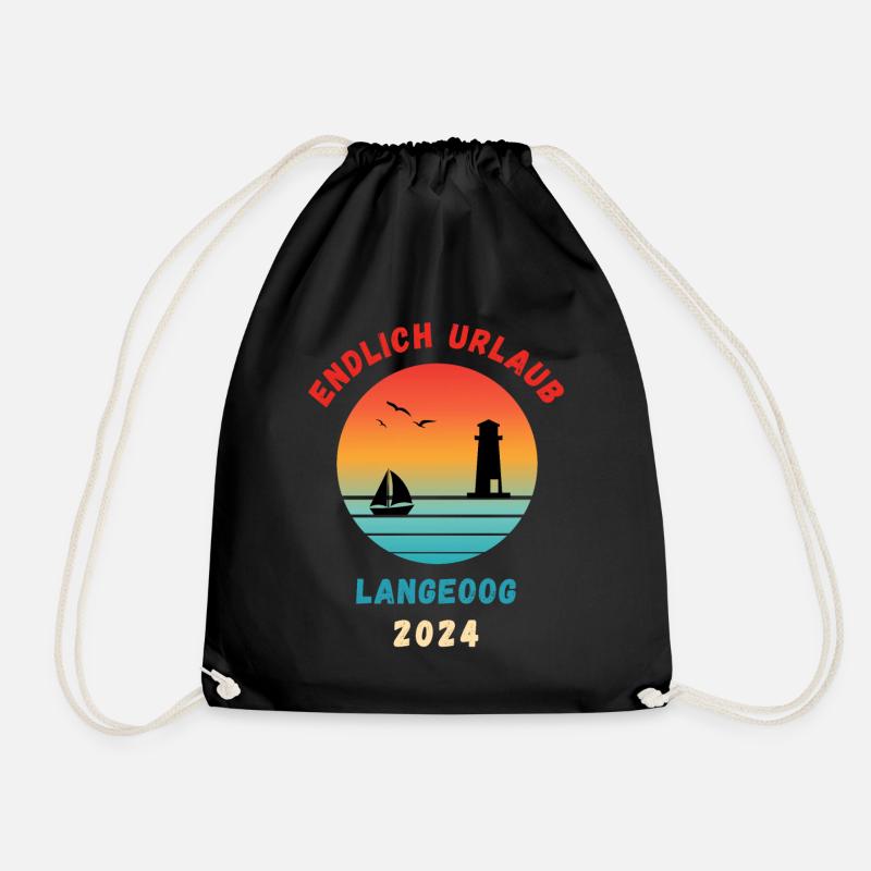 Langeoog Urlaub 2024 Nordsee Idee - Turnbeutel - Schwarz