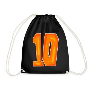 Zehn 10 orange Nummer Zahl - Turnbeutel - Schwarz - Vorne