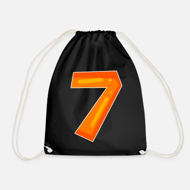 Number Seven - Number 7 Number - Drawstring Bag - black