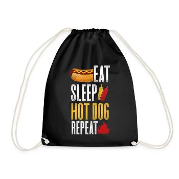 Hot Dog Adult Eat Sleep Hot Dog - Drawstring Bag - black - Front