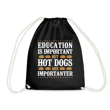 Hot Dog Adult Education Is - Drawstring Bag - black - Front