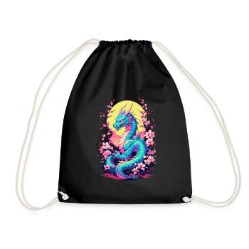 Dragon japonais vintage de style Vaporwave - Sac de sport léger - noir - Devant