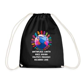 against racism, against the right, against Nazis, love - Drawstring Bag - black - Front