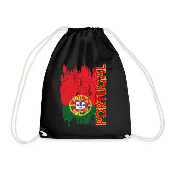 Portugal Flagge - Turnbeutel - Schwarz - Vorne