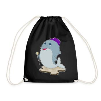 Dolphin Pensioner Walking Stick - Drawstring Bag - black - Front