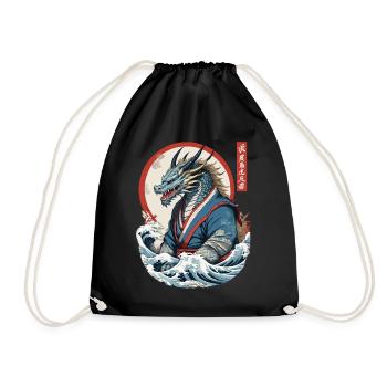 Dragon Anime Fan Style Japonais Vintage - Sac de sport léger - noir - Devant