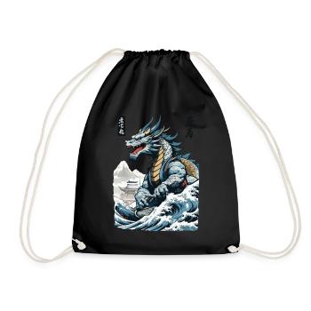 Dragon Anime Japanese Vintage Cherry Blossoms - Drawstring Bag - black - Front