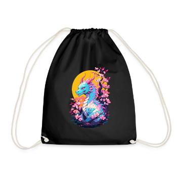 Vintage Vaporwave Art Dragon Japonais - Sac de sport léger - noir - Devant