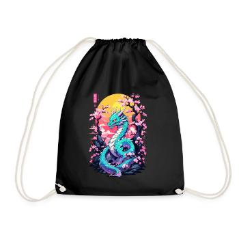 Vintage Vaporwave Art Design de dragon japonais - Sac de sport léger - noir - Devant
