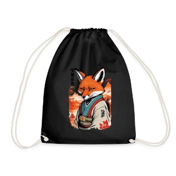 Yokai renard kawaii vintage de style ukiyo-e - Sac de sport léger - noir - Devant