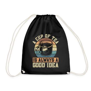 Hot Tea A Cup Of Tea Is Always A Retro Hot Drinks - Drawstring Bag - black - Front