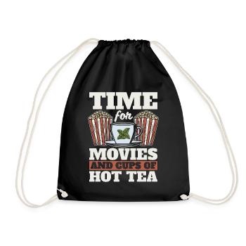 Hot Tea Time For Movies And Cups Of Herbal Tea - Drawstring Bag - black - Front