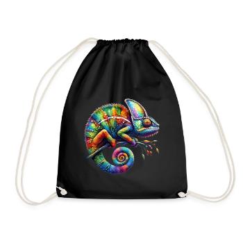 VIBRANT CHAMELEON: NATURE’S ARTFUL MASTERPIECE - Drawstring Bag - black - Front