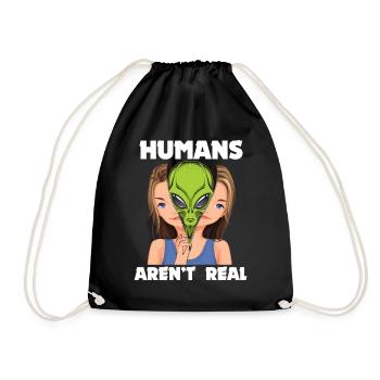 "Humans Aren't Real", lustiges Comic, Space Alien - Turnbeutel - Schwarz - Vorne