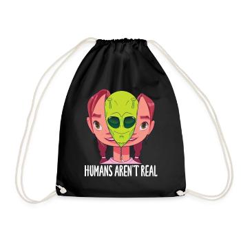 "Humans Aren't Real", lustiges Comic, Space Alien - Turnbeutel - Schwarz - Vorne