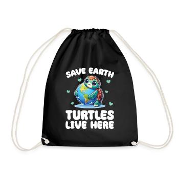 Save the Earth Turtles live here Earth Day - Drawstring Bag - black - Front