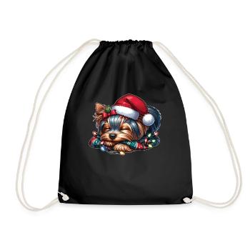 Christmas Hat Christmas Fairy Lights - Drawstring Bag - black - Front