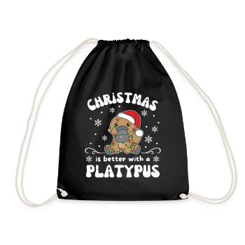 Christmas is better with a platypus - Drawstring Bag - black - Front