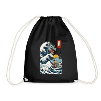 Cerfs-volants japonais vintage Ukiyo-E Japan Wave - Sac de sport léger - noir - Devant
