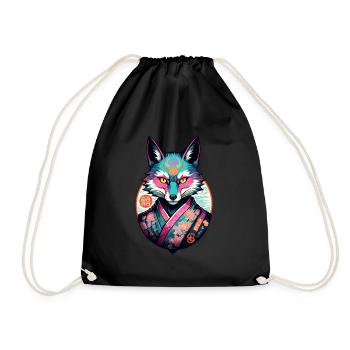 Masque Kitsune Japonais Anime Kawaii Renard Fantôme - Sac de sport léger - noir - Devant