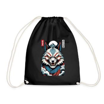 Masque Kitsune japonais vintage de style Ukiyo-E - Sac de sport léger - noir - Devant