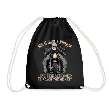 Horsepower Lover Funny Biker Grandpa Design - Drawstring Bag - black - Front