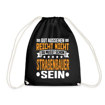 Road builders Road construction Roads Road construction - Drawstring Bag - black - Front