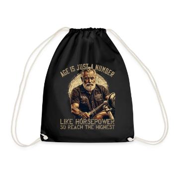Lustiger Biker Opa Vintage Motorrad Retro Style - Turnbeutel - Schwarz - Vorne