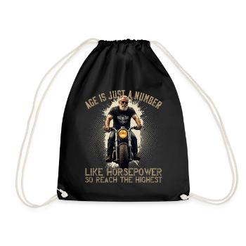 Age Is Horsepower Funny Biker Grandpa Design - Drawstring Bag - black - Front